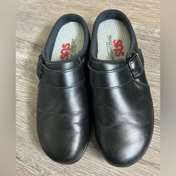 SAS Clog slip on Classic Black Leather Loafers - Picture 6 of 10